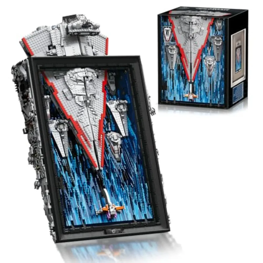 

Space Wars Destroyer Building Block Sets for Adults: 5345-piece large 3D wall art display warship model kit in gray and black,