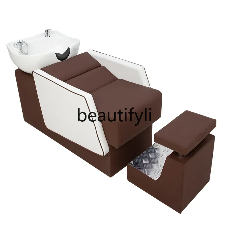 

LJYDarth Vader Hair Salon Half-reclining Shampoo Bed Barber Shop Flush Ceramic Basin