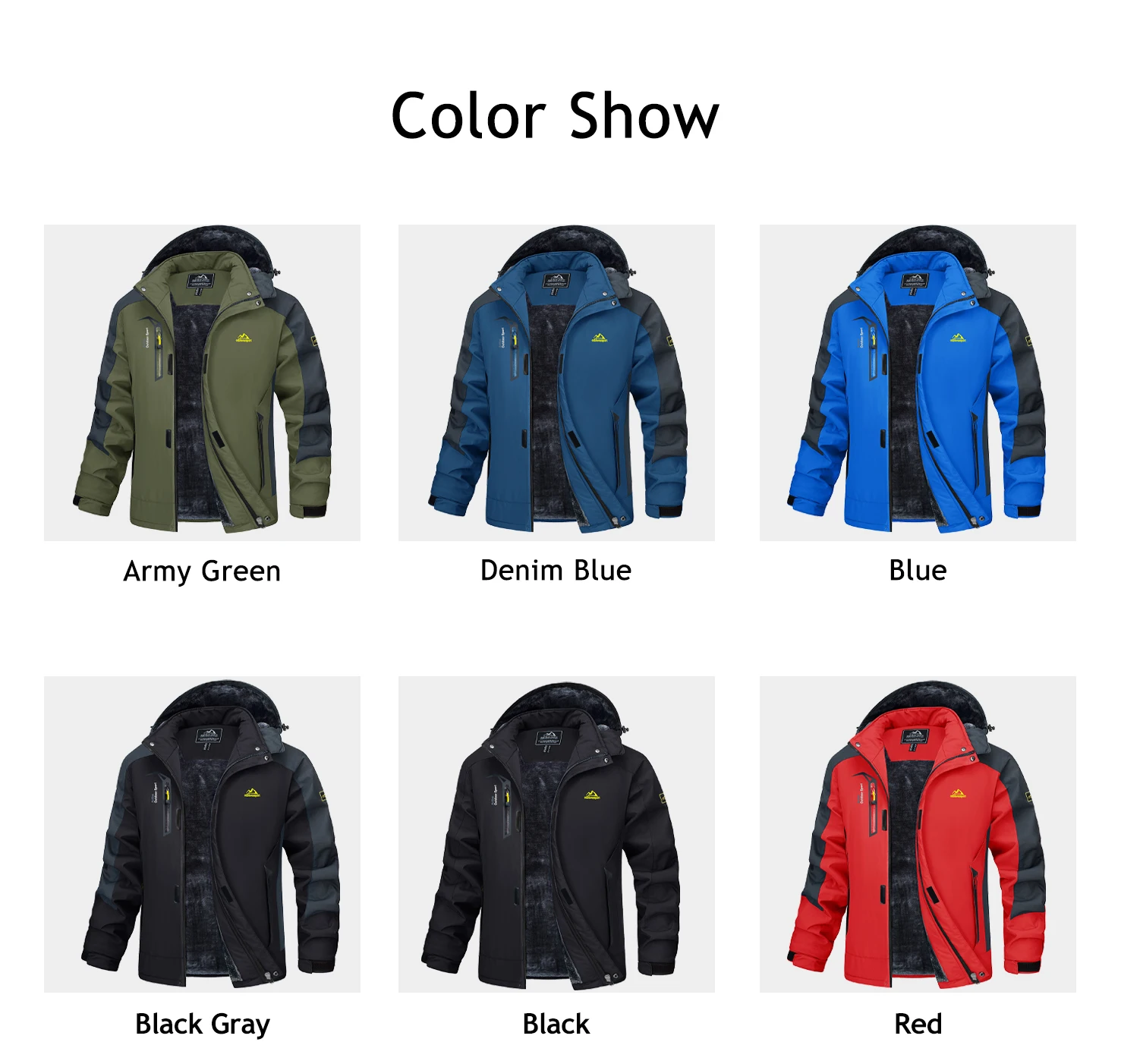 MAGCOMSEN Men's Ski Jacket Winter Warm Wool Parka Warm Thick Coat Windproof Rainproof Snowproof Hiking Men's Snowboard Jacket