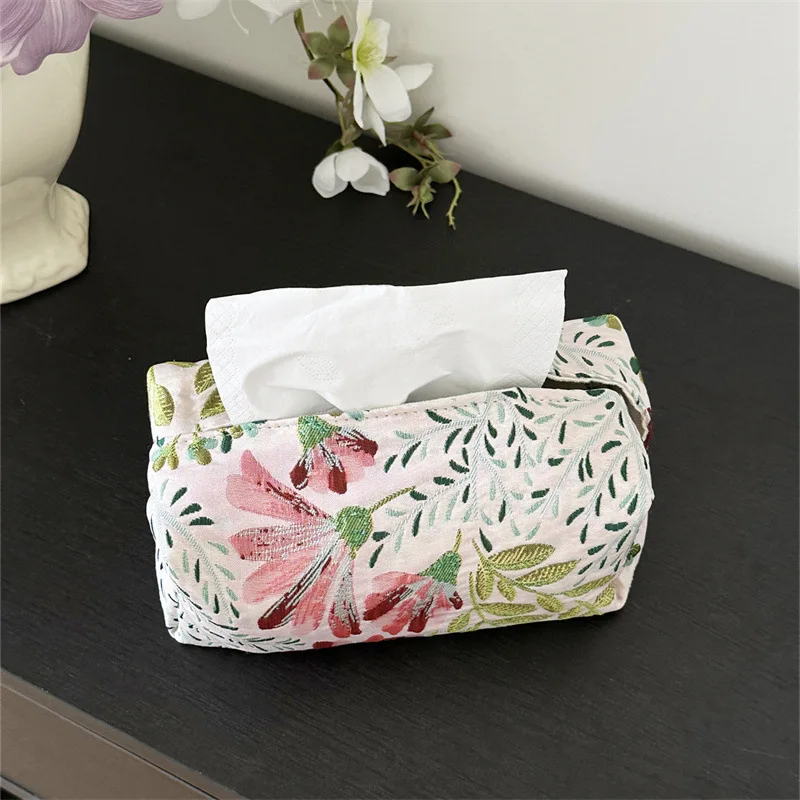 

Embroidered Tissue Bag Small Size 16x9x6cm for Living Room Coffee Table Tea Table Household Tissue Box Car Paper Drawer