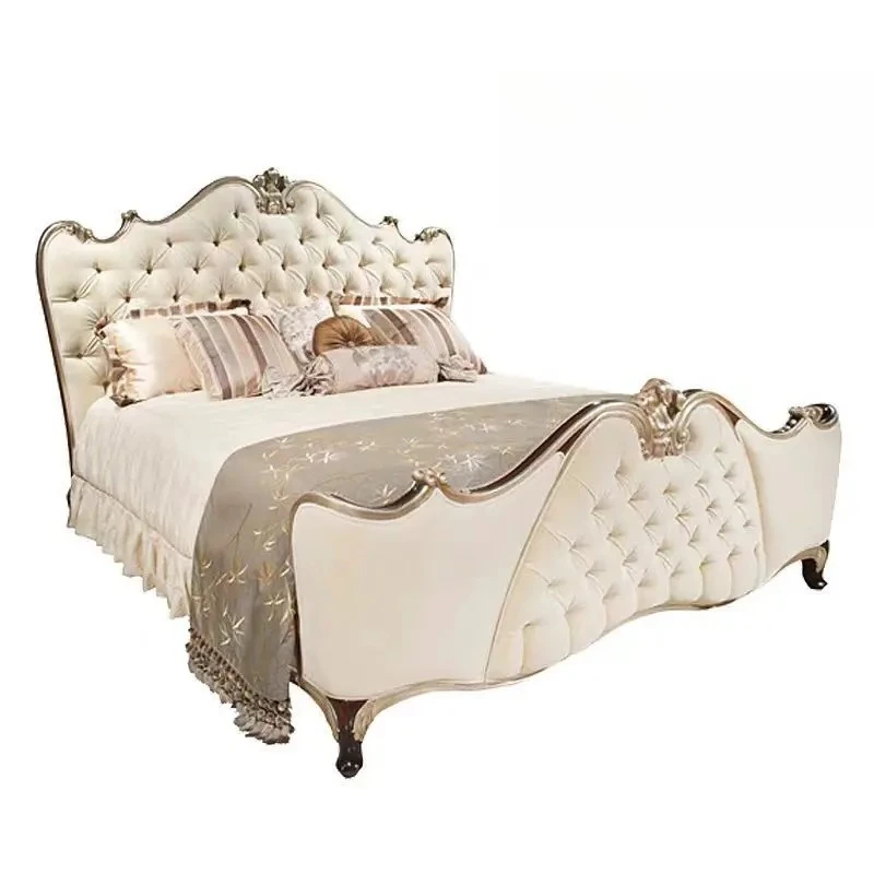 

European carved solid wood bed neoclassical 1.8 meters fabric light luxury double bed luxury furniture