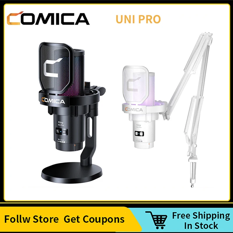 

COMICA UNI PRO Wireless USB Gaming Microphone Condenser Mic with RGB Lights,Noise Cancellation for PC Laptop Smartphone