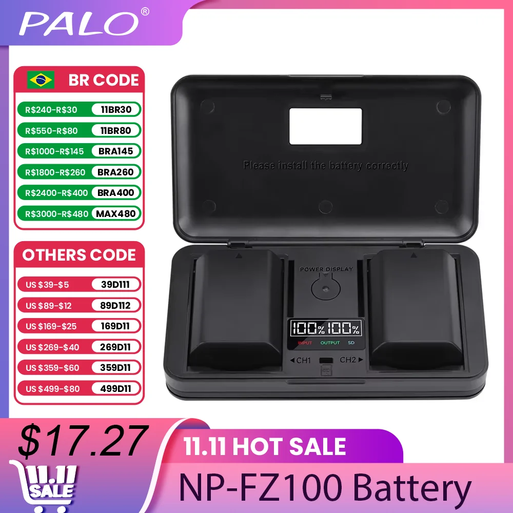 NP-FZ100 NPFZ100 NP FZ100 Battery with Charger Case for Sony a9 A9M2 a7R III a7c a7iv III A6600 A7m3 A7R3 a7s3 A7R4 A7M4 BC-QZ1