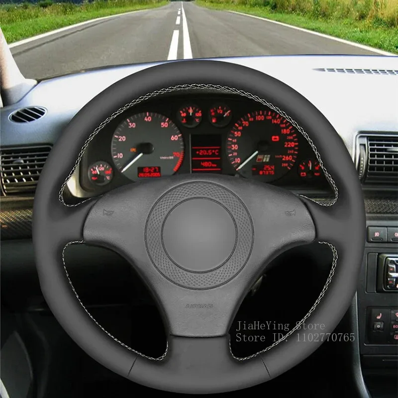 

Hand-Stitched Genuine Leather Steering Wheel Cover For Audi TT (8N) 1998 1999-2001 A8 S8 (D2) Non-Slip Grip Interior Accessories