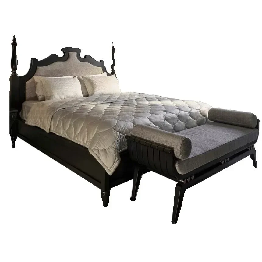 Carved court bed double bed European retro bed American light luxury wedding high-end villa princess
