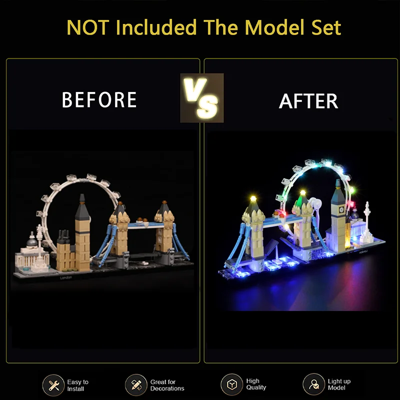 Lybmtwf conjunto de luz led para arquitetura 21034 londres grande-bretanha diy brinquedos blocos tijolos apenas kit iluminação não inclui modelo