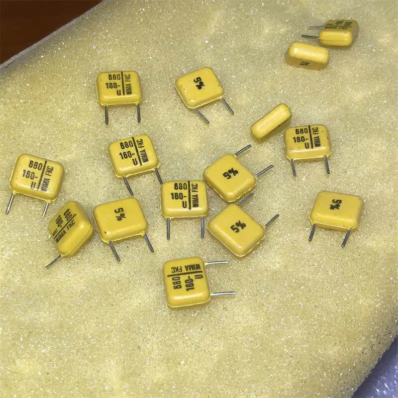 vintage-for-wima-yellow-fkc-680pf-160v-phenolic-tin-foil-audio-capacitor-100pcs