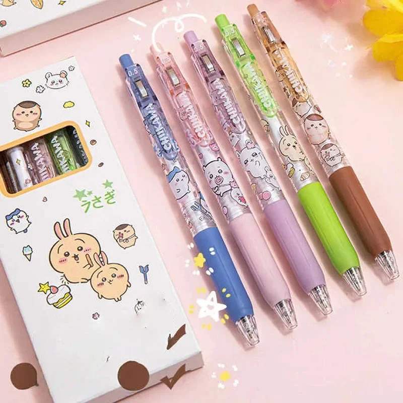 5 Stück Cartoon Kawaii Gelstift 0,55mm Nachfüllbarer Druckstift Schwarzer Stift Schüler-Schreibwaren Schulbedarf Animations-Geburtstagsgeschenk – Detail 1