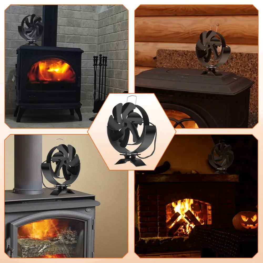 7 Blades 2 IN 1 Heat Powered Stove Fan Fireplace Fan Log Wood Burner Eco-fan Quiet Fireplace Heater Efficient Heat Distribution