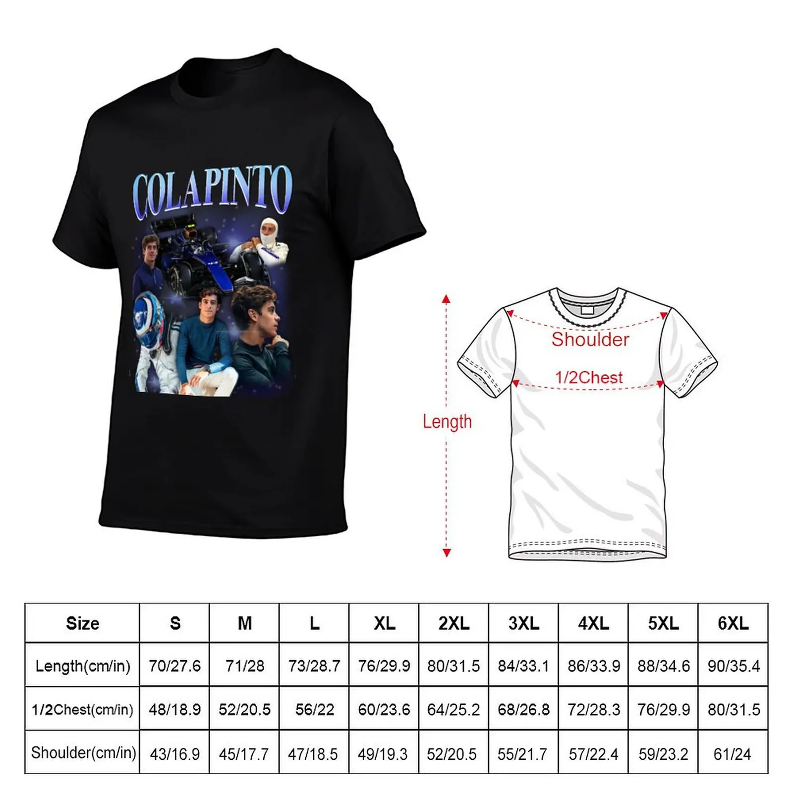 Franco Colapinto Relaxed Fit T-Shirt oversizeds summer tops Men's t-shirts