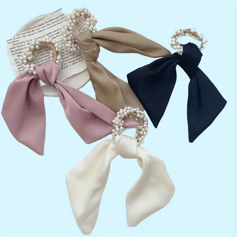 

Polka Dot Scrunchies Set Korean Ribbon Hair Ties for Women Long Hair Elastic Ponytail Scarf Hair Accessories