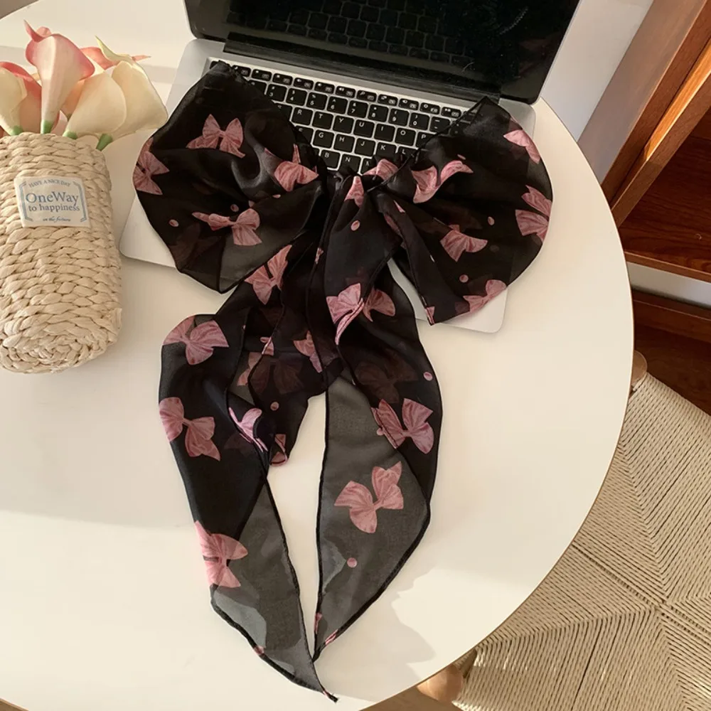 

Luxury French Style Printing Scarf Hairband Sweet Chiffon Silk Scarf Flower Dress Decoration Scarf Headband Lady