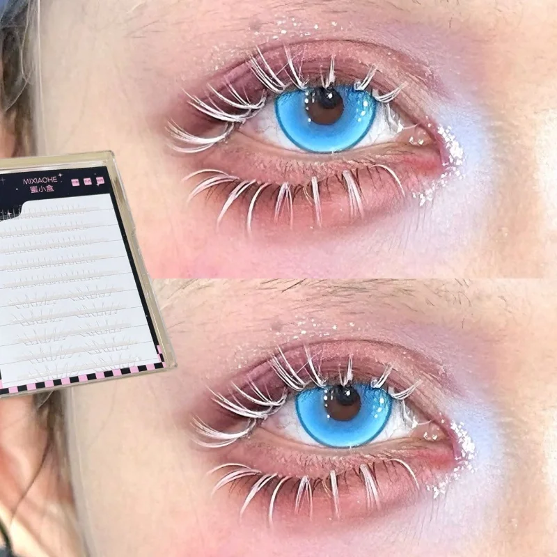 Mixiaohe White Cat Paw Individual Lower Lashes Ultra Thin Dual Spliced Cosplay Eyelashes