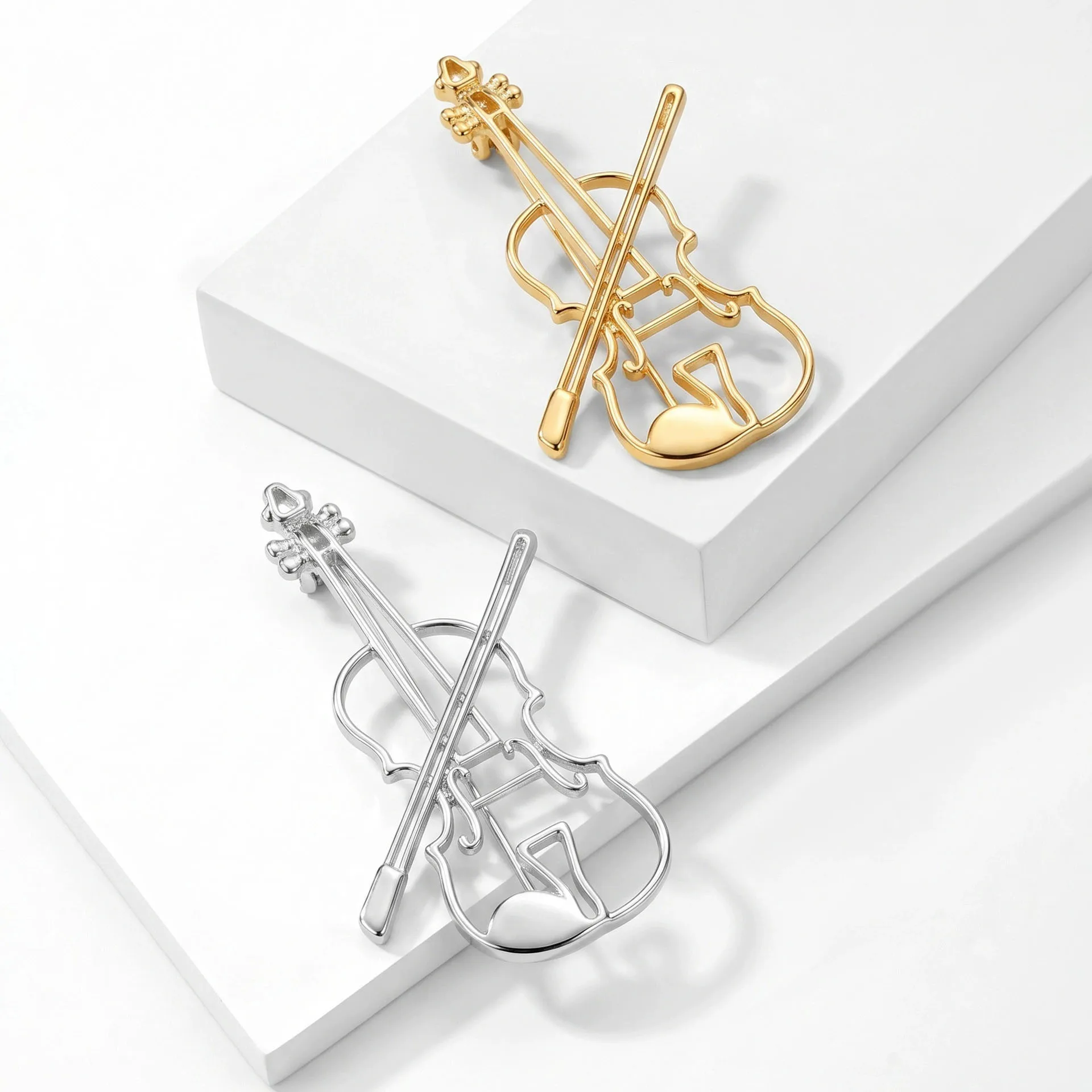 Stylish Openwork Guitar Brooches for Women Unisex Musical Instrument Pins Casual Party Jewelry Accessories Gifts