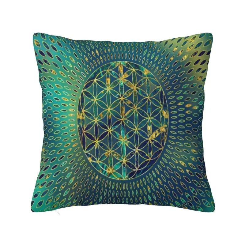 Custom Flower Of Life Marble And Gold Luxury Throw Pillow Cover Mandala Sofa Cushion