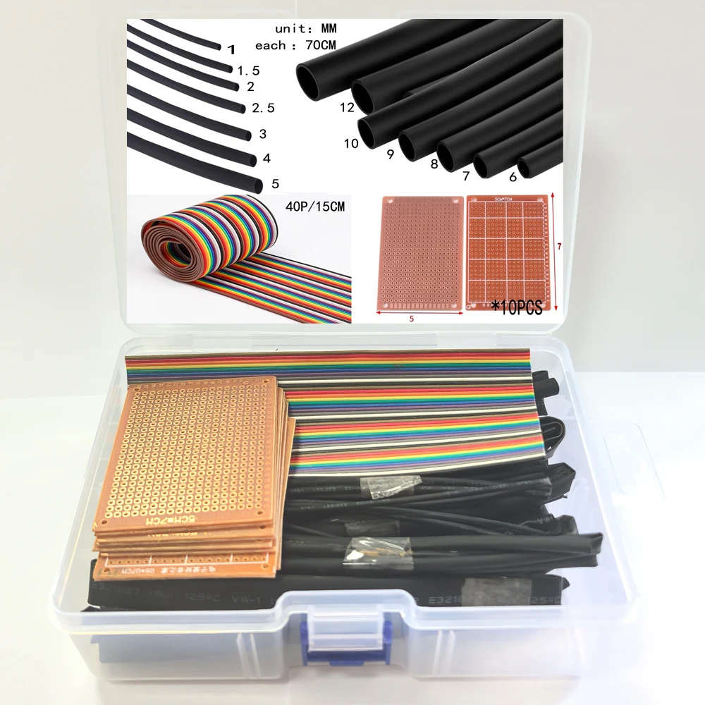 Heat Shrink Tube Black Dia 25.4 Thermal Cable Sleeve Insulated 10pcs PCB Universal Board Single Side Yellow 5*7CM 15CM 40P Wire