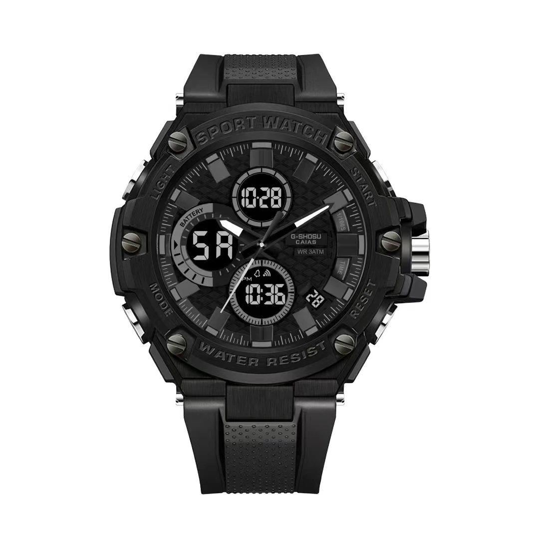G-SHOSU Men's Sports Digital Watch: Full-Featured, Dual LED Display, World Time, Large Dial