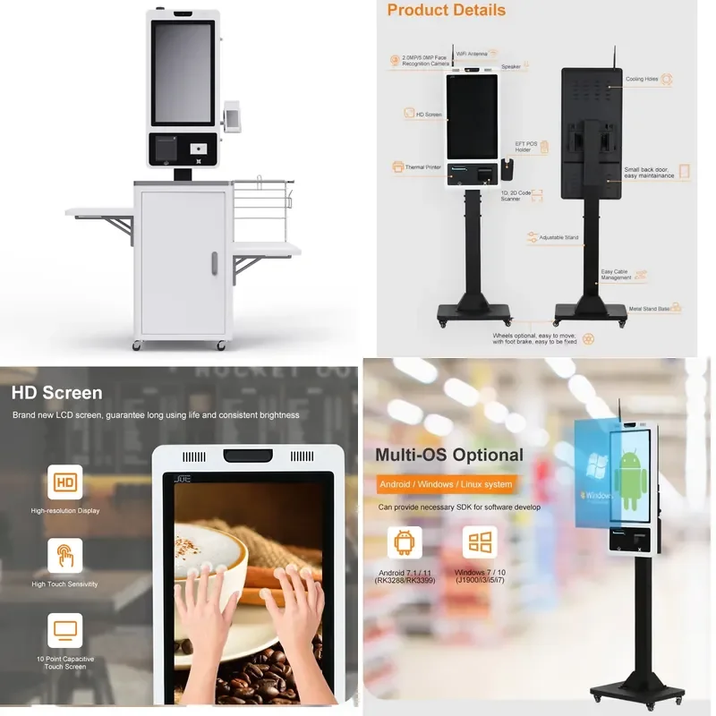 For Android Window Supermarket Ordering Vending Self Service Payment Kiosk Touch Screen Unattended Terminal Kiosk