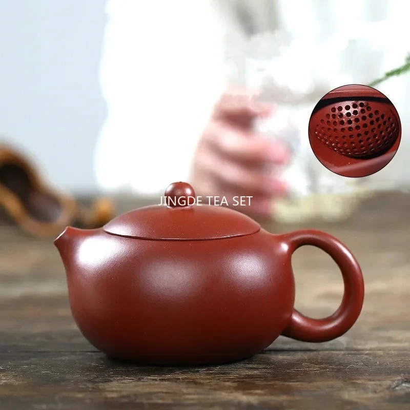 250ml Yixing Handmade Purple Clay Teapots Xishi Tea Pot Ball Hole Filter Kettle Authentic Chinese Zisha Teaware Dahongpao