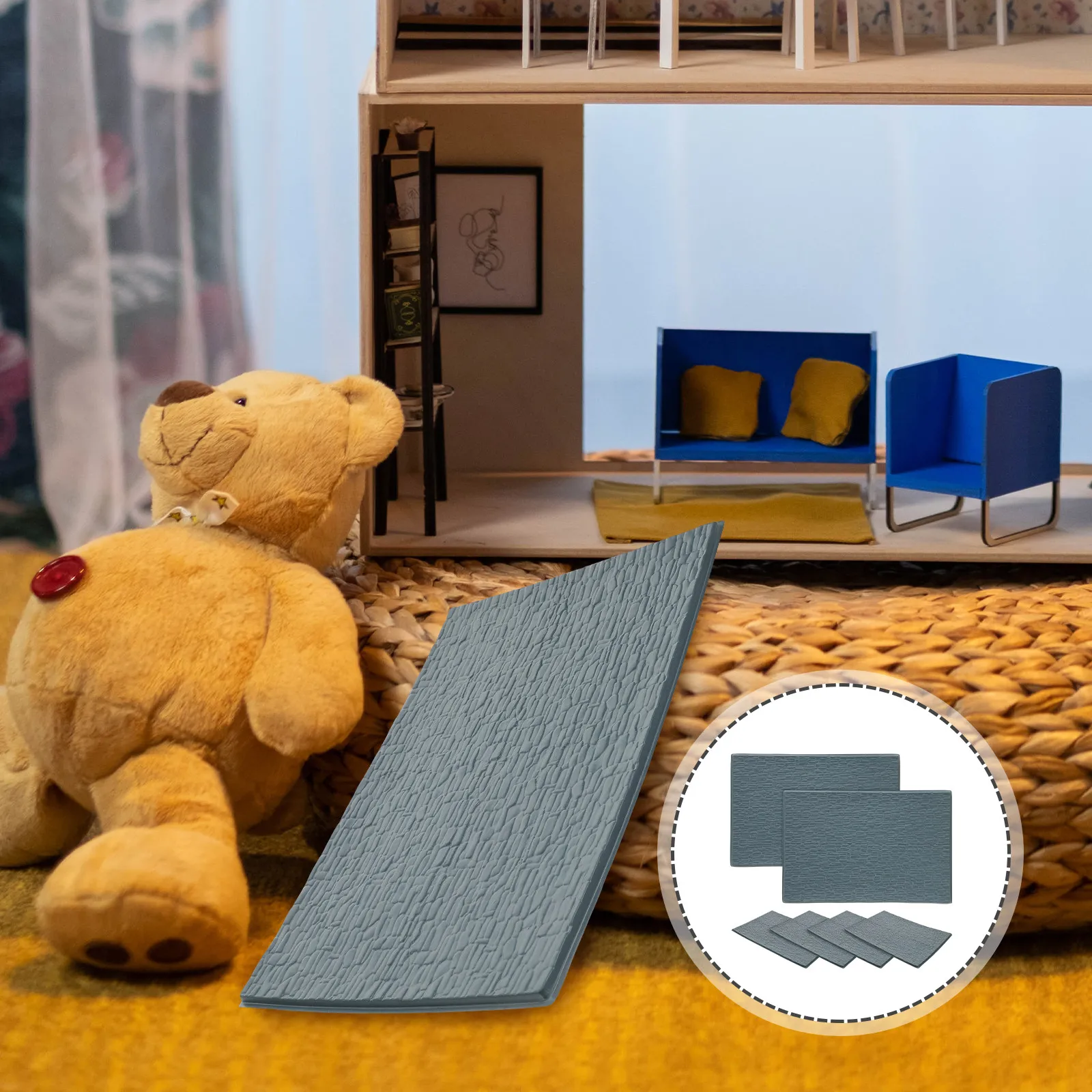 

6 Sheets Small Roof Tiles Models High Quality PVC Easy Fix Mini House Roof Tiles for Garden Lawn Flowerbed Separation DIY Micro