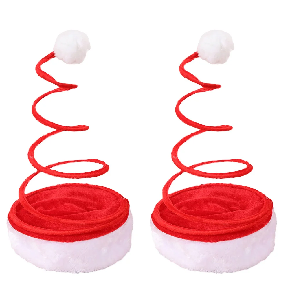قطعتان من قبعة عيد الميلاد المضحكة من القماش الفاخر، ملابس مريحة، تصميم ربيعي فريد من نوعه، رائع لقبعة عيد الميلاد للحفلات التنكرية #2