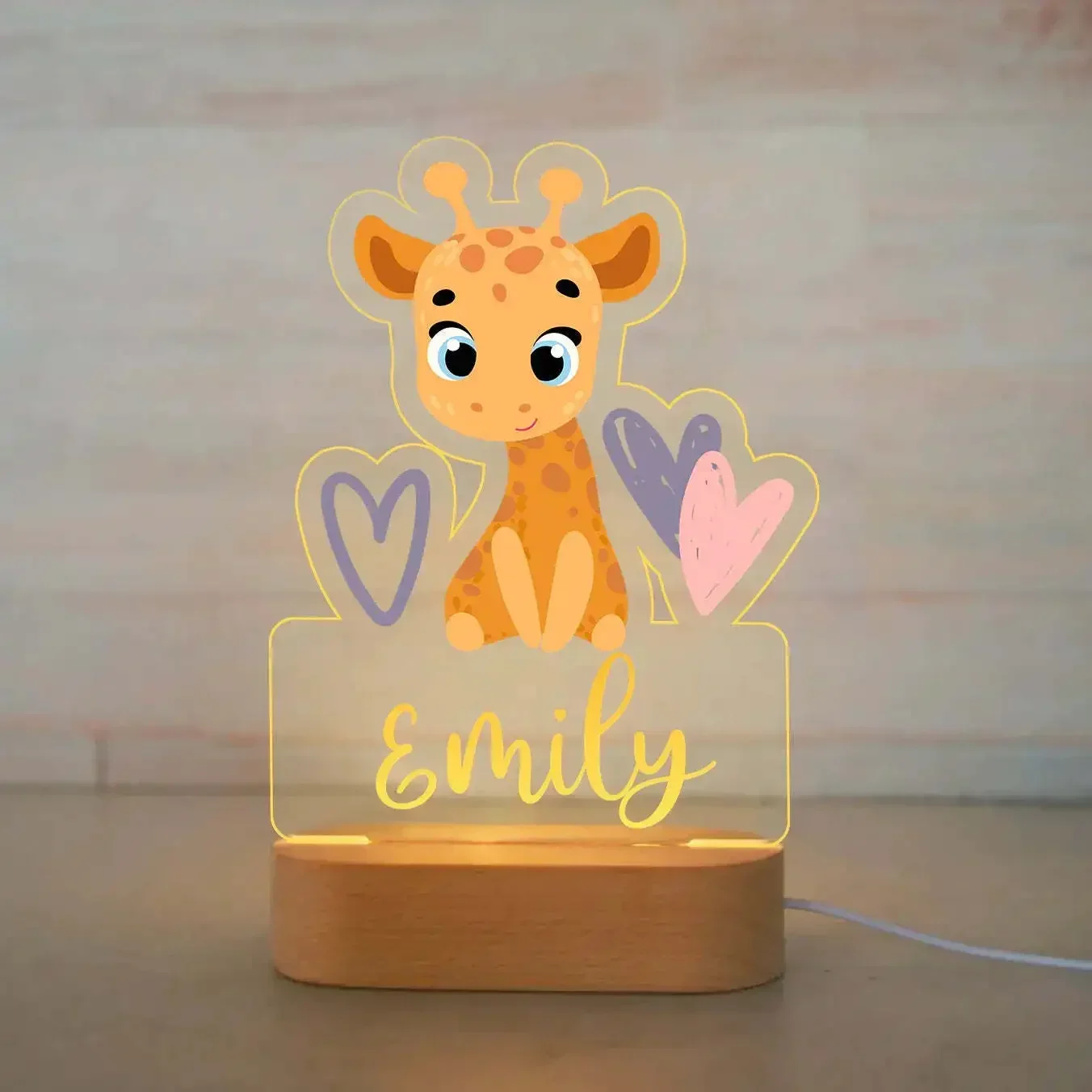 Luz de noche de Animal personalizada para niños, lámpara acrílica con nombre personalizado para bebé, dormitorio de niños, decoración del hogar, regalo de cumpleaños y Navidad