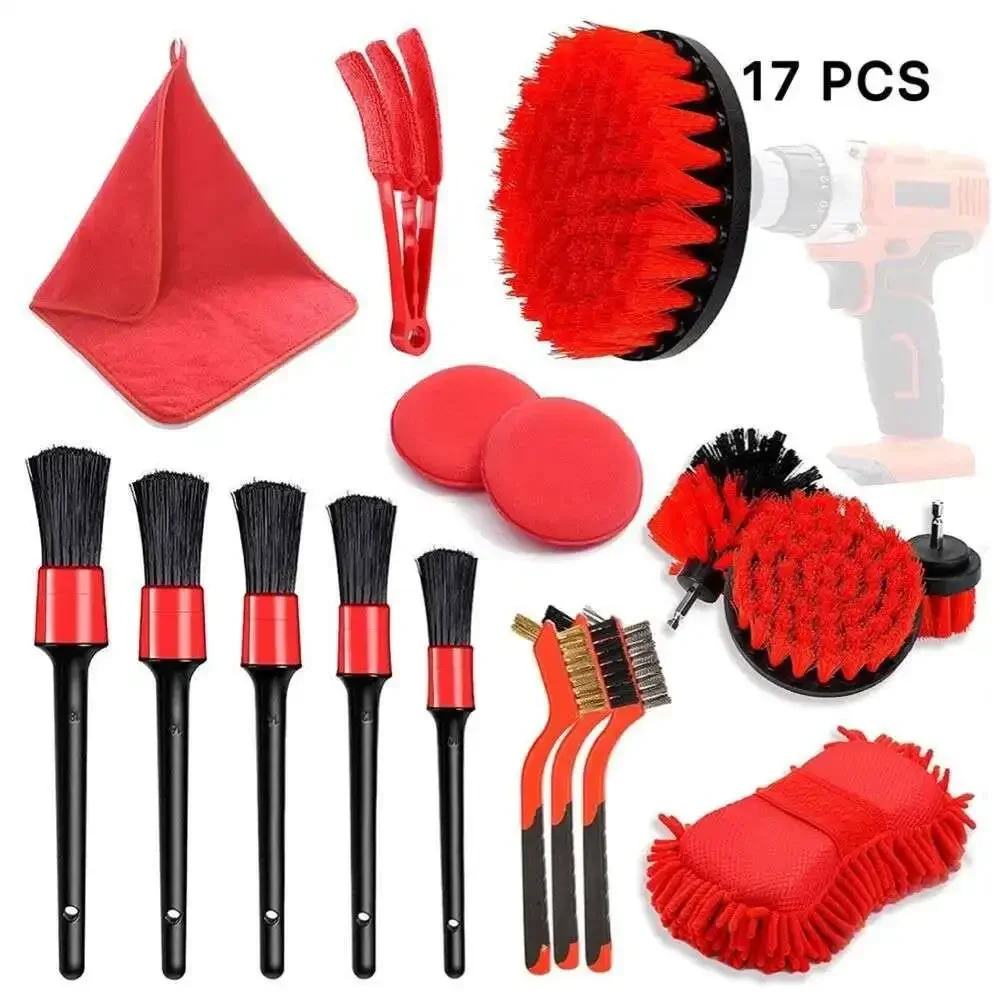 14/21PC Car Cleaning Tools Kit Detailing Brush Set with Carry Bag,Auto Drill Brush Set Pro Wash Kit for Car Interior&Exterior