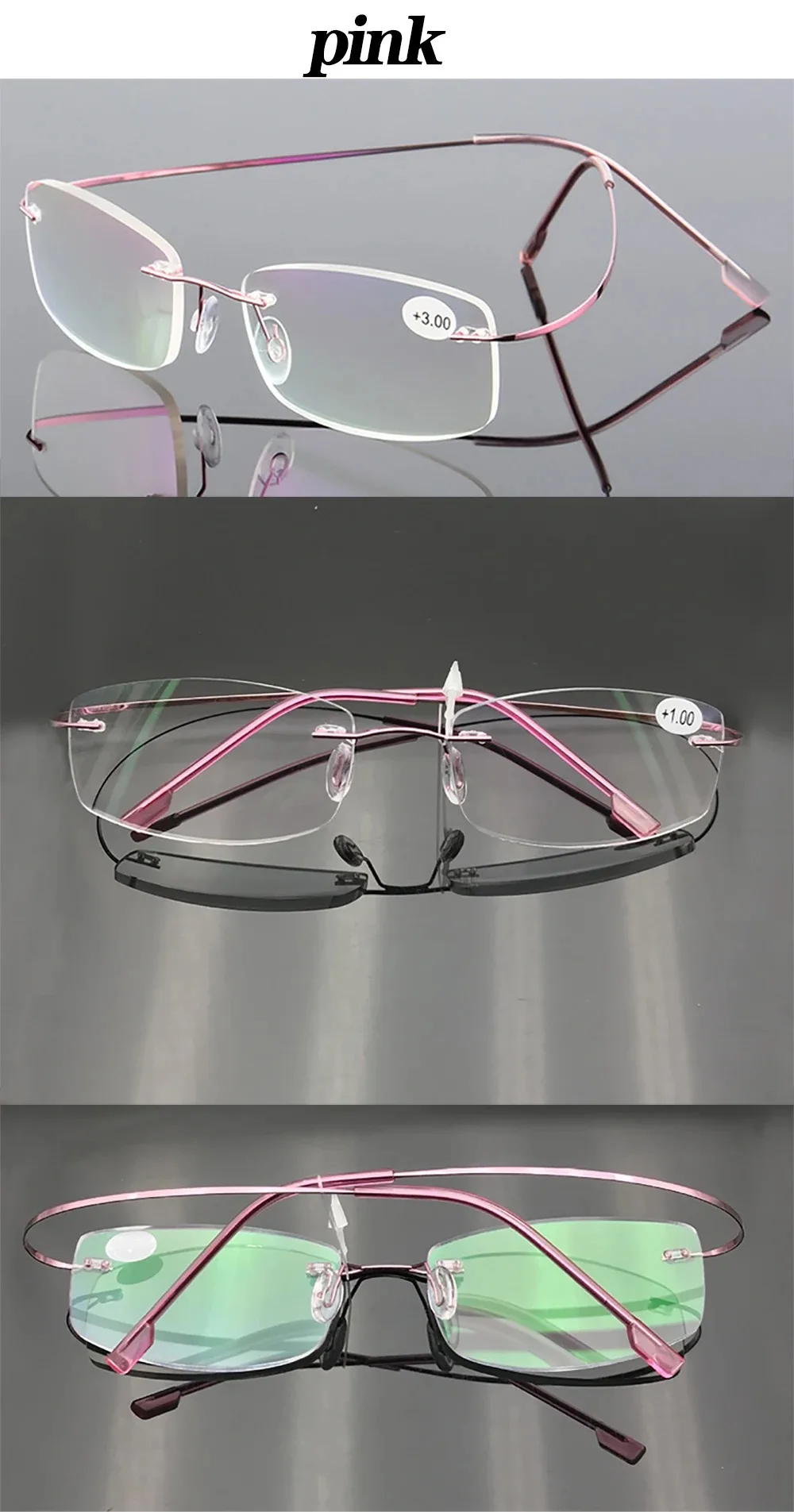 Titan Legierung Randlose Lesebrille Licht Quadratische Flexible Blau Beweis Gläser Rahmen Frauen Anti-Blue Ray Gläser Männer – Detail 7