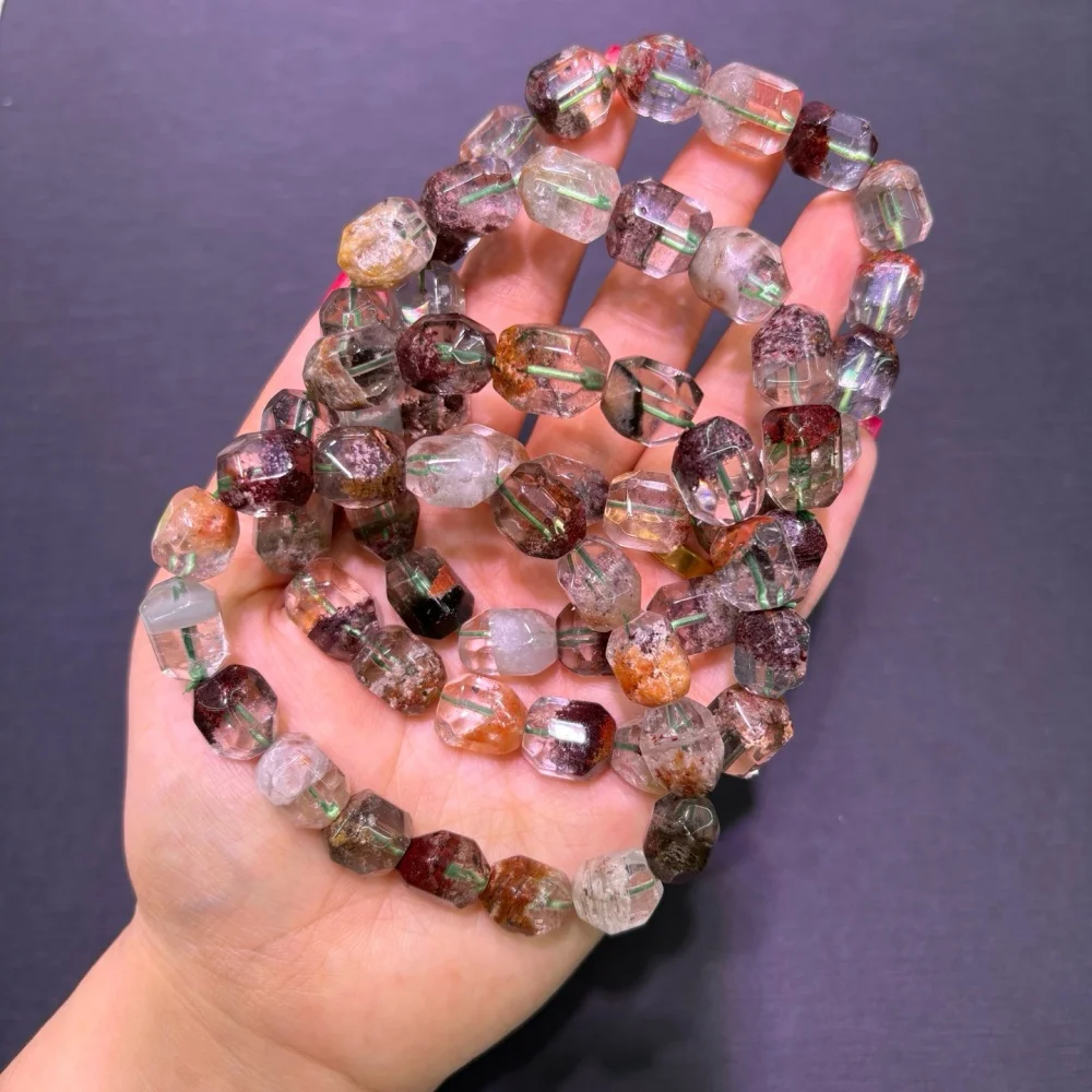 Natural Colored Garden Quartz Freeform Bracelet Couple Energy Yoga Bracelet Men Women Healing Fengshui Jewelry Gift 1pcs