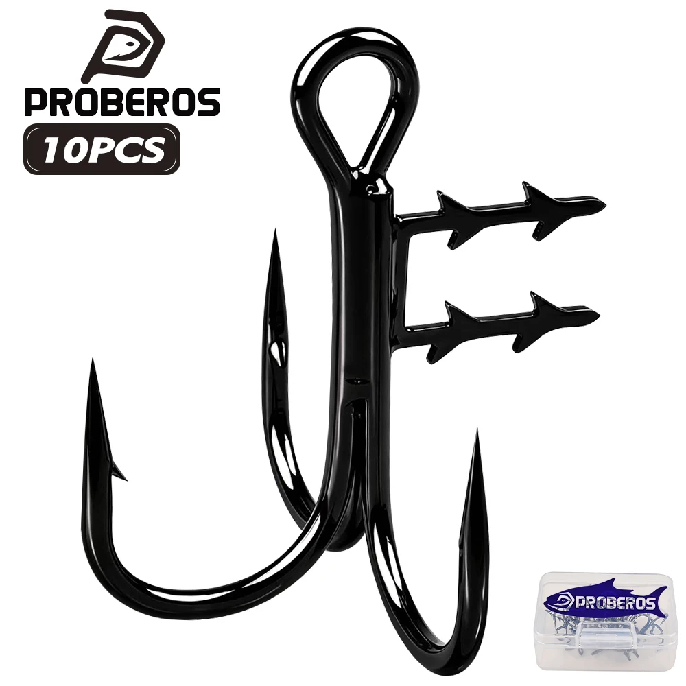 Proberos 10PCS Anzol Triplo Auxiliar com Espigões para Suporte de Isca, para Iscas Macias e Swimbait, Anzóis T-Trebles Claw Stinger Rig, Acessórios