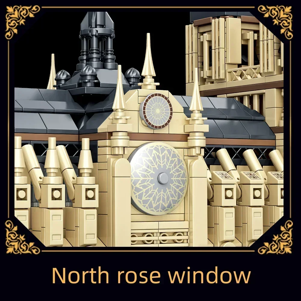 Street View Architecture Lighting Notre Dame Cathedral Collection Ornaments Small Particle Assembly Building Blocks Toys