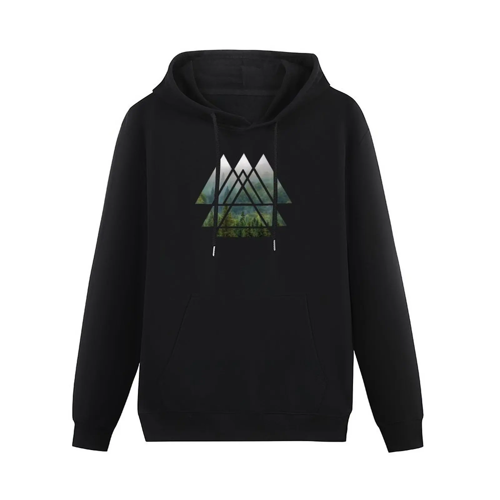 Sacred Geometry Triangles - Misty Forest Pullover Hoodie men's clothing men wear fashion men autumn hoodie