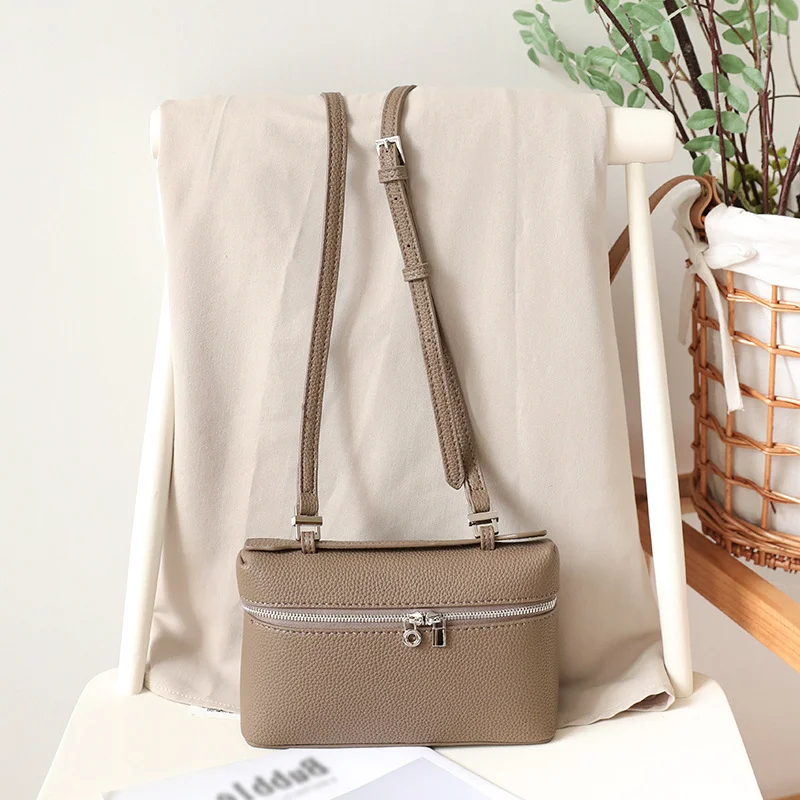 patterned lychee Korean texture version casual portable bucket woven bag for women's versatile one shoulder small square luxury