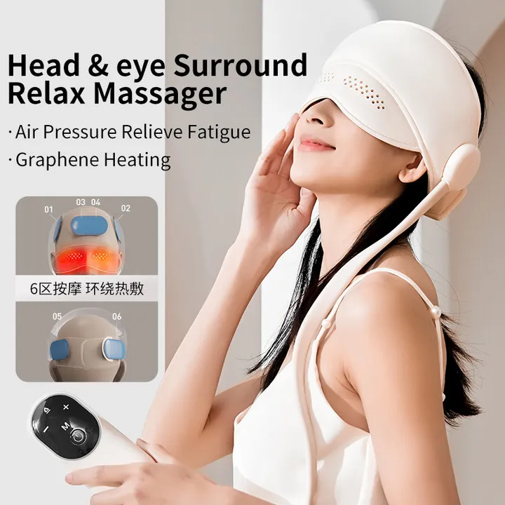 

Air Pressure Head Massager Electric Scalp Massager Graphene Heating Eye Hot Compress Help Sleep Head Relaxation Health Care Gift