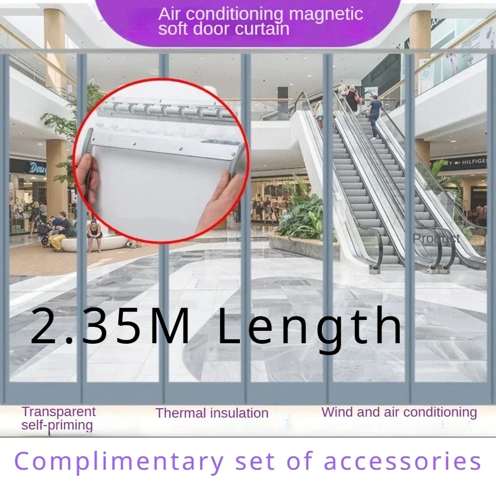 2.35M Lengte Pvc Magnetische Zelfaanzuigende Zachte Deurgordijn, Transparant Winddicht En Warm, Huishoudelijke Winkelcentra Gordijn