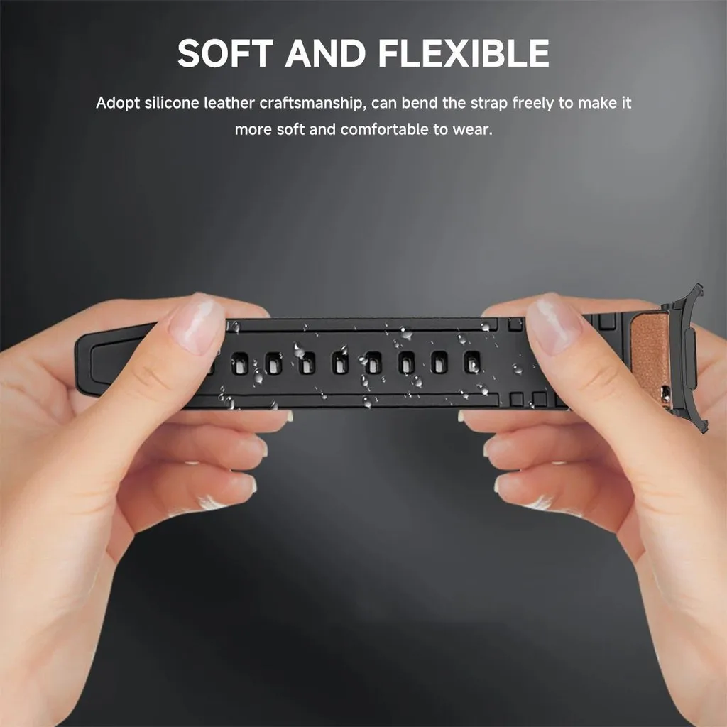 حزام هجين من الجلد والسيليكون لساعة سامسونج جالاكسي الترا (2025) 8 40/44 ملم سوار ساعة ذكية لساعة جالاكسي الترا 47 ملم 8 فئة