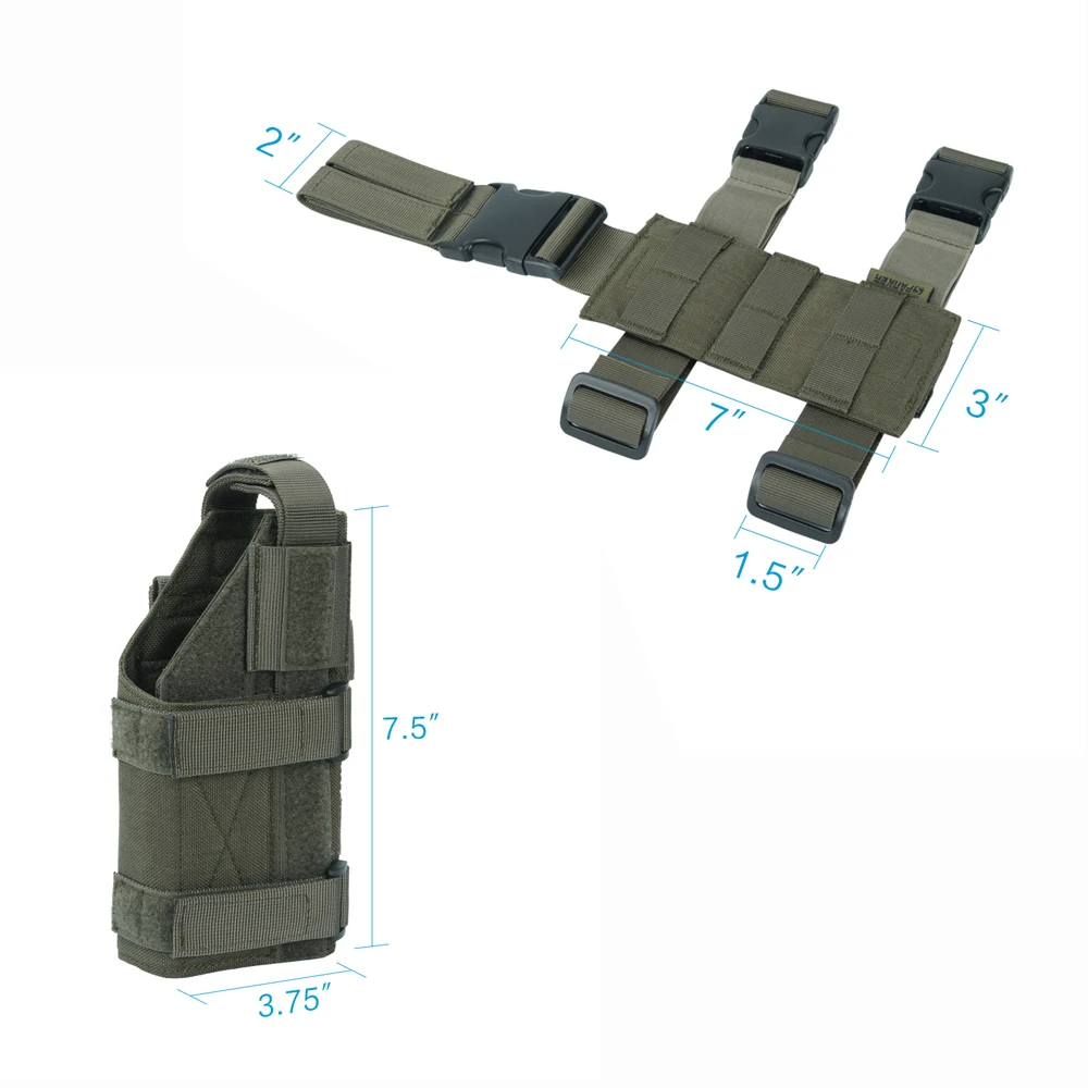 Imagem -02 - Painel de Perna Tática com Coldre de Pistola Caça Pendurado Terno Coldres de Pistola Direita Molle Pistol Acessórios