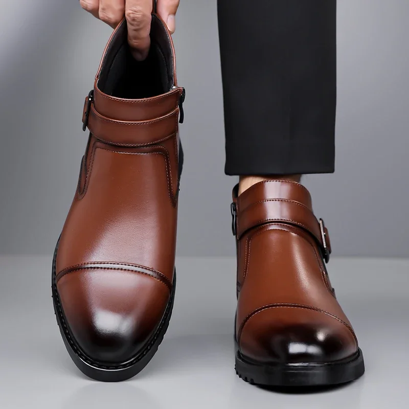 

High Quality Chelsea Leather Boots for Men Fashionable Designer Mens Casual Leather Shoes Business Dress Shoes Zapatillas Hombre