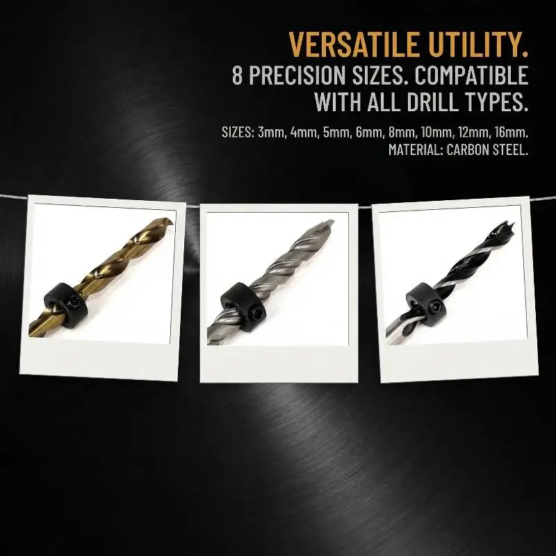 

Набор ограничителей глубины сверления, 8 размеров, из нержавеющей стали, с шестигранным ключом, для сверления по дереву и металлу