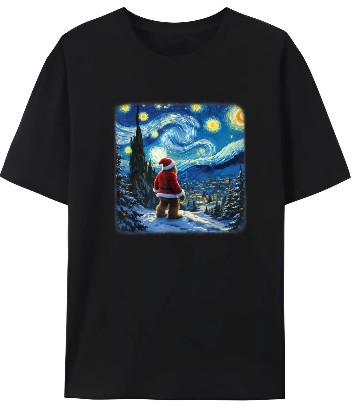 

Van Gogh Starry Night Christmas Men's T-Shirt Printed Design Classic Casual Streetwear Comfortable Cotton Top