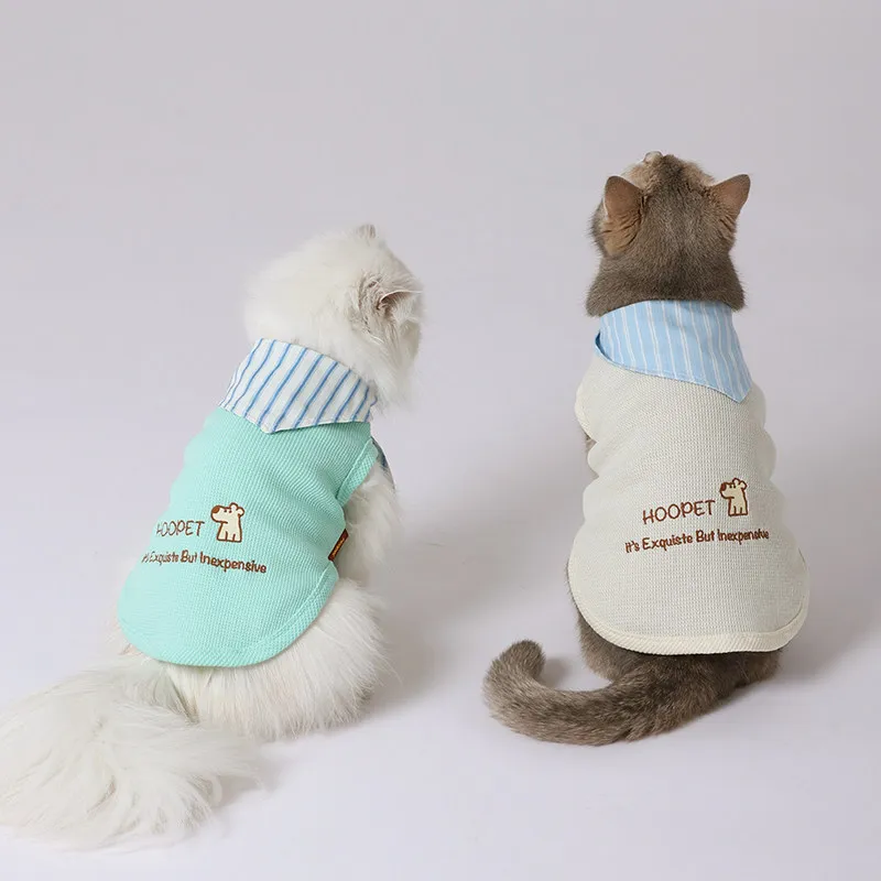 Vest Stylish Bandana Faux Two Piece Anti Shedding Lightweight Plush Cat Kitten Spring Summer Puppy Pet Clothes