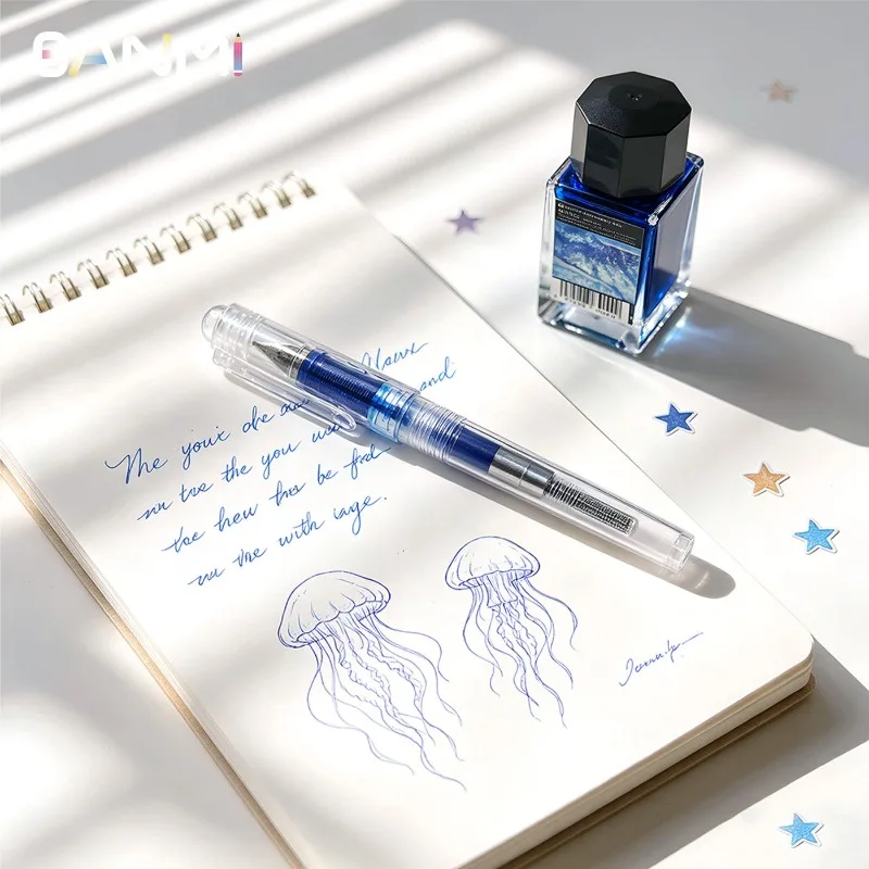 BANMI Fountain Pen Transparent Student Calligraphy Posture Correction Pen with Colorful Ink Stationery Office School Supplies