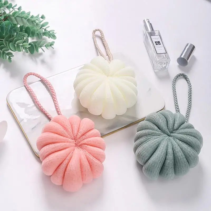 Shower Ball Brush Body Exfoliator Back Scrubber With Lanyard For Shower Pumpkin Design Body Brush Gentle Cleanse Scrubbe