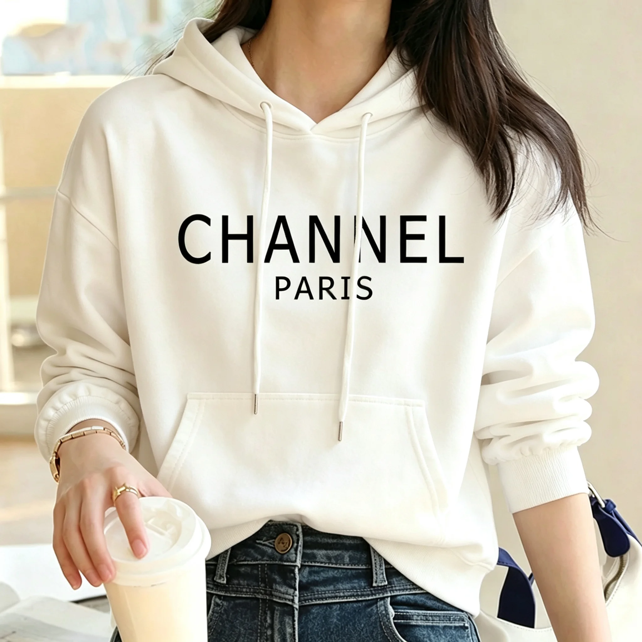 Luxury Brand New hotsale Womens Casual Elegant Fashion CHANNEL Graphic hoodies O-Neck Short Sleeve Top Women's Clothing