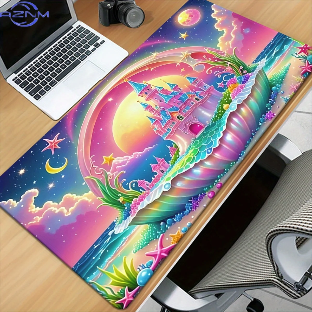 1pc Whimsical Castle Mouse Pad - Non-Slip Rubber Base, Large XXL Desk Mat for Gaming & Office Decor, Vibrant Bubble-Themed Desig