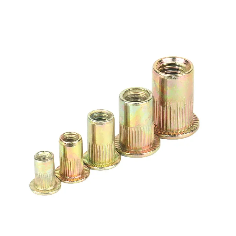 20/50pc Rivenut  Rivet Knurled Nuts Cap Rivet Nut M3 M4 M5 M6 M8 M10 Carbon Steel Blind Flat Head Threaded Insert Rivet Nutsert