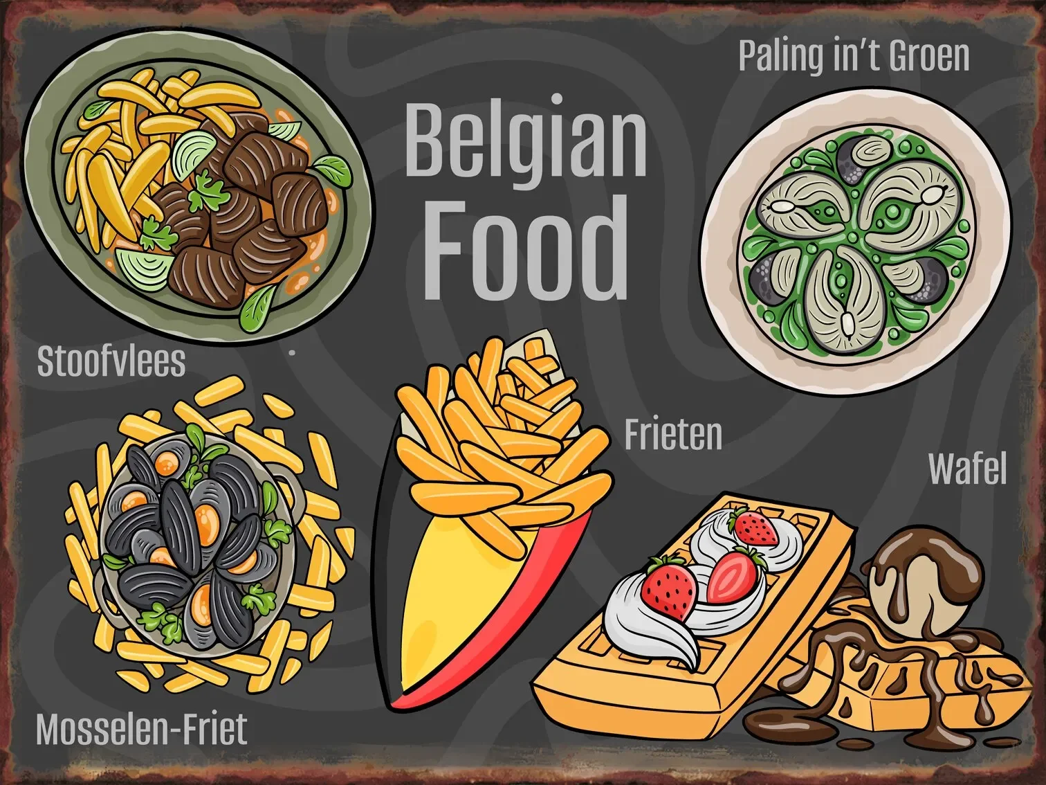 

Vintage Cartoon Food Illustration Metal Tin Sign Fast Food Restaurant Snack Bar Wall Decor Home Kitchen Decoration Iron Paint