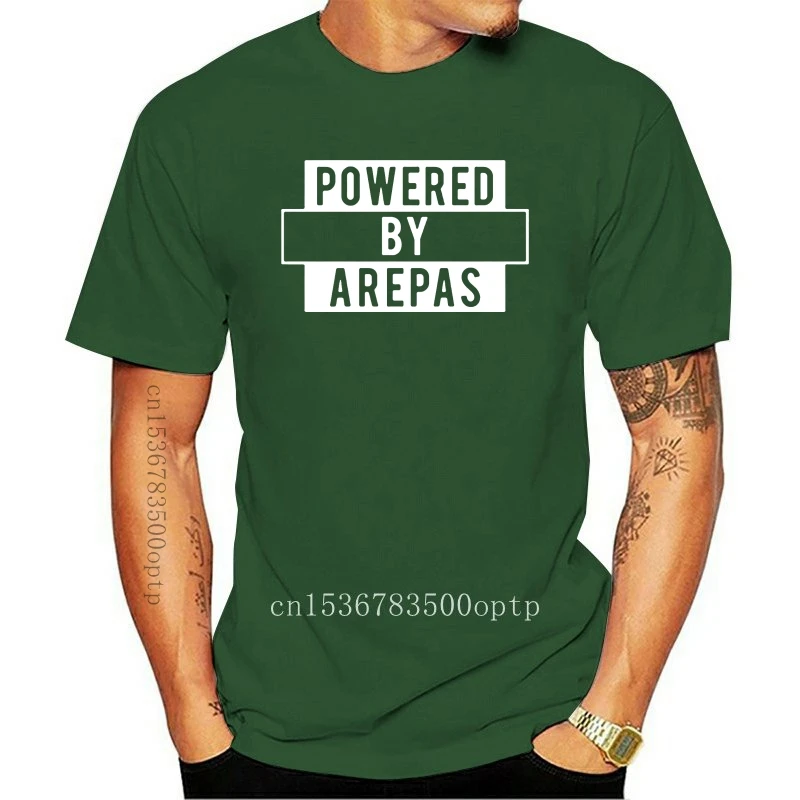 Man Clothing Print Humor Powered By Arepas Product Funny Venezuela Tshirt Man  Kawaii Solid Color Men T Shirt Anti-Wrinkle Awes