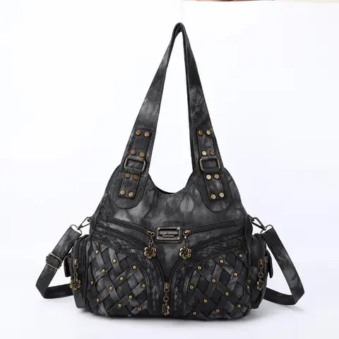 Borsa Angel Kiss Borsa a tracolla in PU da donna Borsa casual con tasche multiple Borsa a tracolla messenger Hobo moda Borsa tote grande