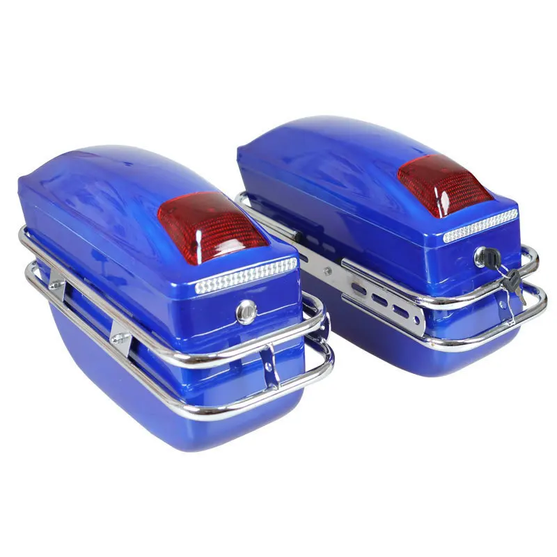 Motorcycle Side Mount Side Cases, Storage Luggage Cases with LED Lights